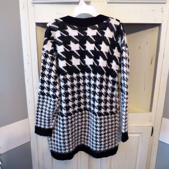 Adorable Alison Andrews Houndstooth Open Front Cardigan Sweater Size Small‎ - Picture 1 of 6